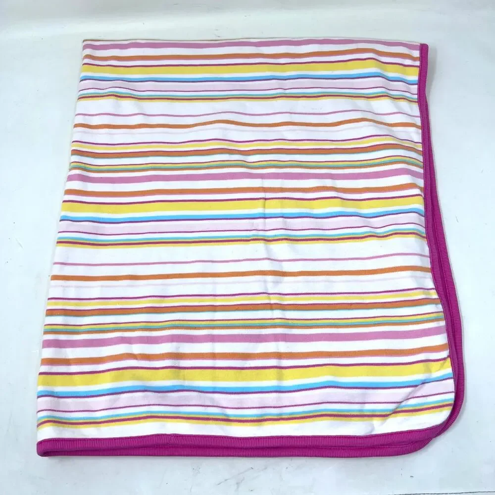 Baby‎ Gap Vintage Blanket Cotton Reversible Pink Striped Tropical Fish 2003